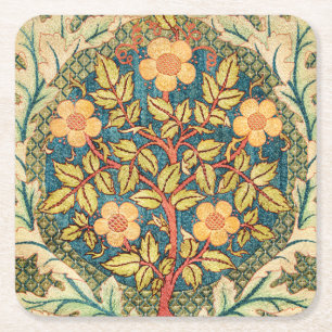William Morris Rose Wreath Rechteckiger Pappuntersetzer