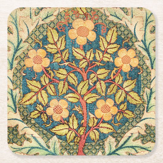 William Morris Rose Wreath Rechteckiger Pappuntersetzer (Vorderseite)