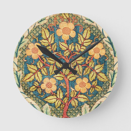 William Morris Rose Wreath Runde Wanduhr (Vorderseite)