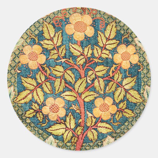 William Morris Rose Wreath Runder Aufkleber (Vorderseite)