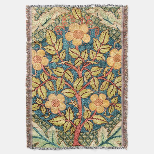 William Morris Rose Wreath (Zoomed) Throw Blanket Decke (Vorderseite Vertikal)