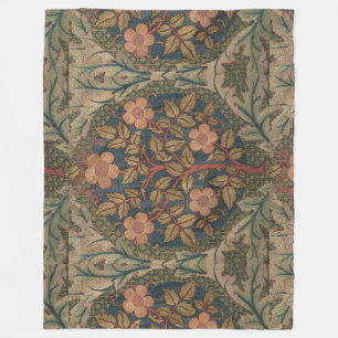William Morris Rosenkranz Vintage blühende Rose Fleecedecke