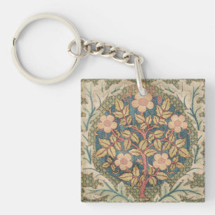 William Morris Rosenkranz Vintage blühende Rose Schlüsselanhänger