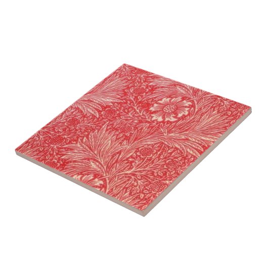 William Morris, rot, blumengeschmückt, Art nouveau Fliese (Seite)