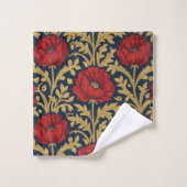 William Morris Rot Gold Mohn Blumenmuster Badhandtuch Set (Waschlappen)