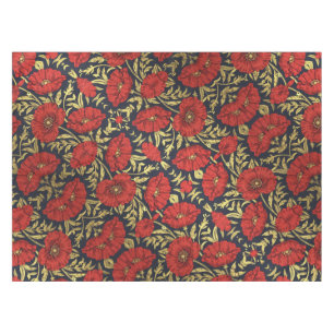 William Morris Rot Gold Mohn Blumenmuster Tischdecke