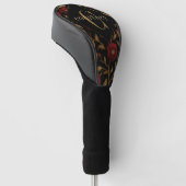 William Morris Rot Gold Mohn Monogramm Golf Headcover (angewinkelt)