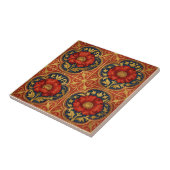 William Morris Rot Gold Mohnblumen geometrisches F Fliese (Seite)