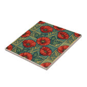 William Morris Rot Gold Mohnblumen geometrisches F Fliese (Seite)