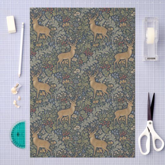 William Morris Rote Beeren & Hirsch Muster Seidenpapier (Handwerk)