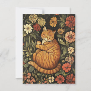 William Morris rote Katze Vintage Postkarte