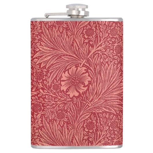 William Morris Roter Ringelblumen-Muster Flachmann (Vorderseite)