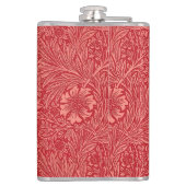 William Morris Roter Ringelblumen-Muster Flachmann (Rückseite)