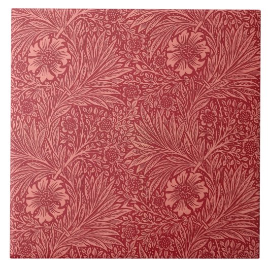 William Morris Roter Ringelblumen-Muster Fliese (Vorderseite)