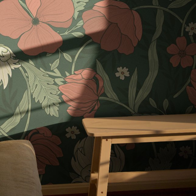 William Morris rotes Blumenmuster  Tapete (Von Creator hochgeladen)