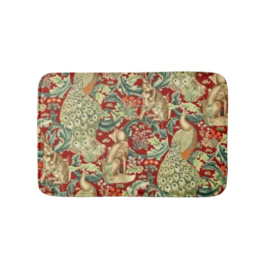 William Morris rotes Waldmuster Badematte (Vorderseite)