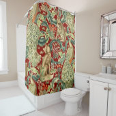 William Morris rotes Waldmuster Duschvorhang (Beispiel)