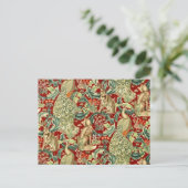 William Morris rotes Waldmuster Postkarte (Stehend Vorderseite)