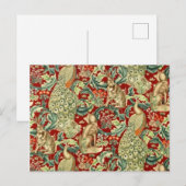 William Morris rotes Waldmuster Postkarte (Vorne/Hinten)