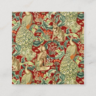 William Morris rotes Waldmuster Quadratische Visitenkarte