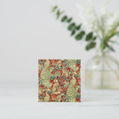 William Morris rotes Waldmuster Quadratische Visitenkarte (Stehend Vorderseite)