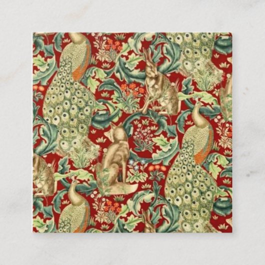 William Morris rotes Waldmuster Quadratische Visitenkarte (Vorderseite)