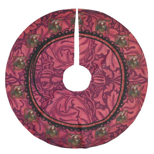 William * Morris Round Santa Claus Burgundy Polyester Weihnachtsbaumdecke (Vorderseite)