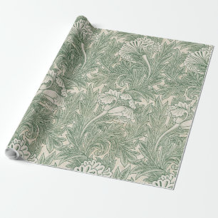 William Morris Sage Grünes Tulpenmuster: Vintage Geschenkpapier