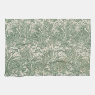 William Morris Sage Grünes Tulpenmuster: Vintage Geschirrtuch