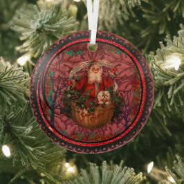 William * Morris Santa Claus Burgundy Ornament Aus Glas