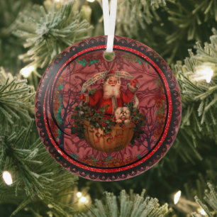 William * Morris Santa Claus Burgundy Ornament Aus Glas