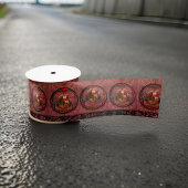 William * Morris Santa Claus Burgundy Satinband