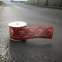 William * Morris Santa Claus Burgundy Satinband