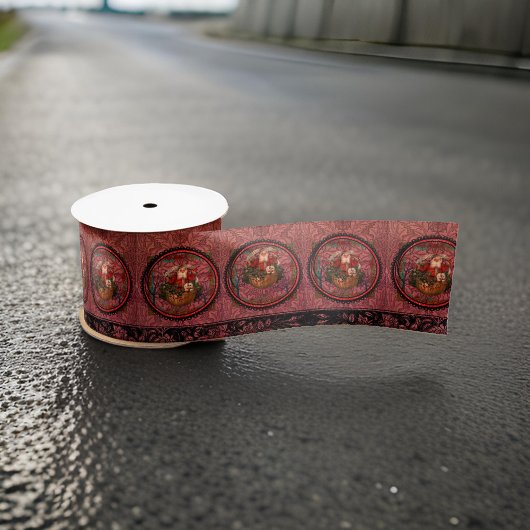 William * Morris Santa Claus Burgundy Satinband