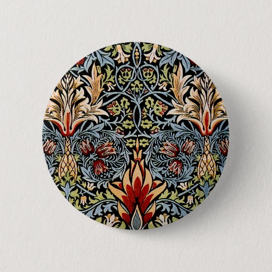 William Morris Schlangenkopf-Blumenmuster Button (Vorderseite)