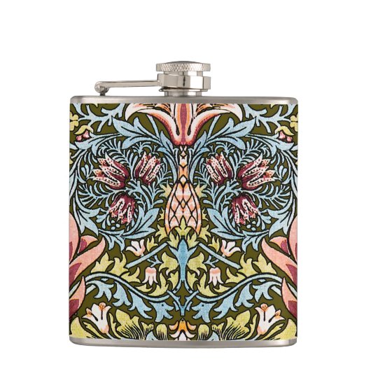 William Morris Schlangenkopf-Blumenmuster Flachmann (Vorderseite)
