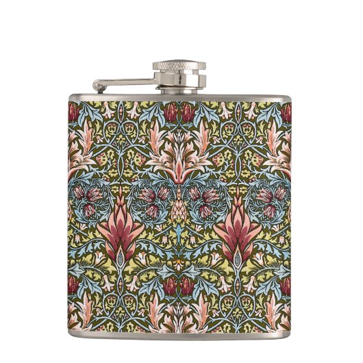William Morris Schlangenkopf-Blumenmuster Flachmann (Vorderseite)