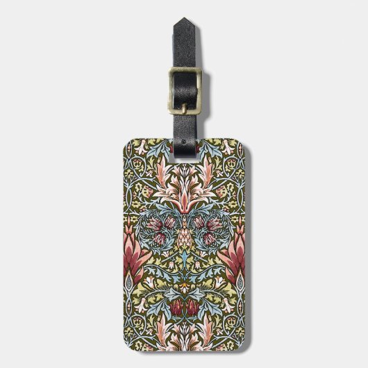 William Morris Schlangenkopf-Blumenmuster Gepäckanhänger (Vorderseite vertikal)