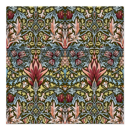 William Morris Schlangenkopf-Blumenmuster Poster (Vorderseite)
