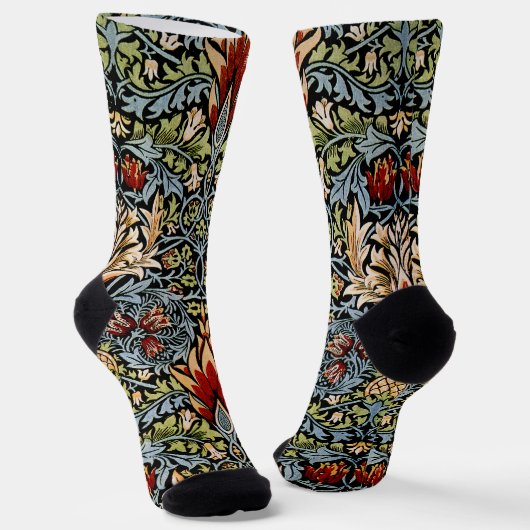 William Morris Schlangenkopf-Blumenmuster Socken (Gewinkelt)