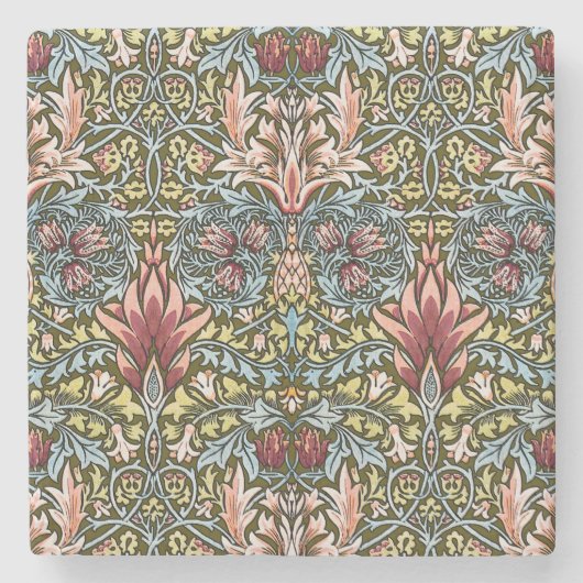 William Morris Schlangenkopf-Blumenmuster Steinuntersetzer (Vorderseite)