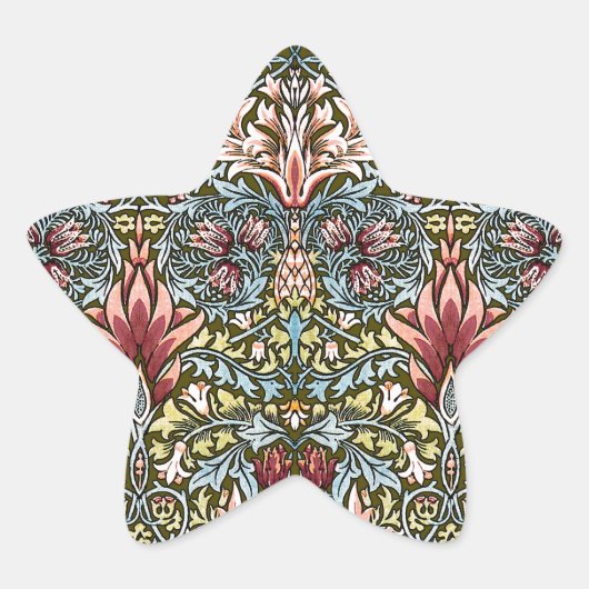 William Morris Schlangenkopf-Blumenmuster Stern-Aufkleber (Vorderseite)