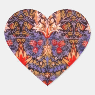 William Morris Schlangenkopf Vintage-Blumenmuster Herz-Aufkleber