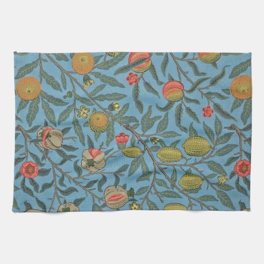 William Morris Schöne Foliage Farbenfrohe Früchte Geschirrtuch (Horizontal)