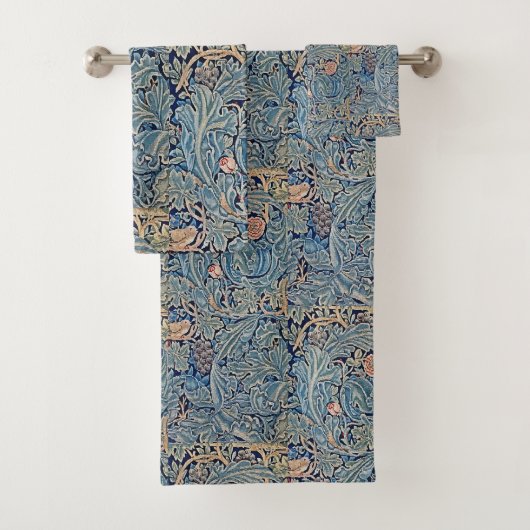 William Morris Schönes Blumenmuster Blau Pink Badhandtuch Set (Insitu)