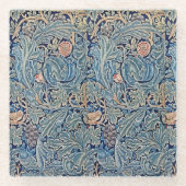 William Morris Schönes Blumenmuster Blau Pink Glasuntersetzer (Vorderseite)