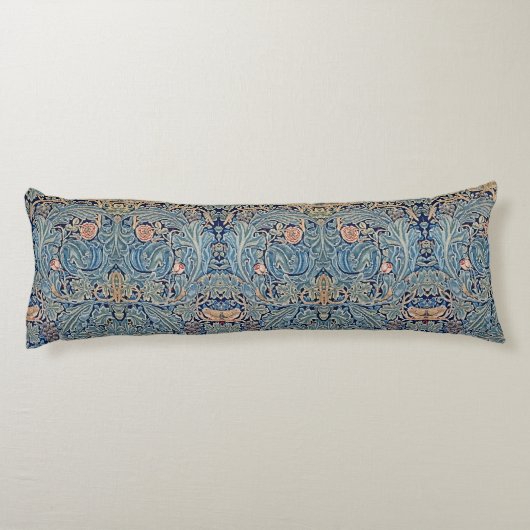 William Morris Schönes Blumenmuster Blau Pink Seitenschläferkissen (Rückseite)