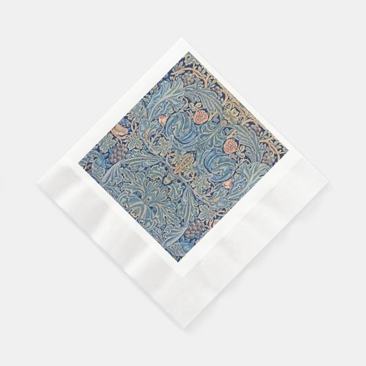 William Morris Schönes Blumenmuster Blau Pink Serviette (Ecke)