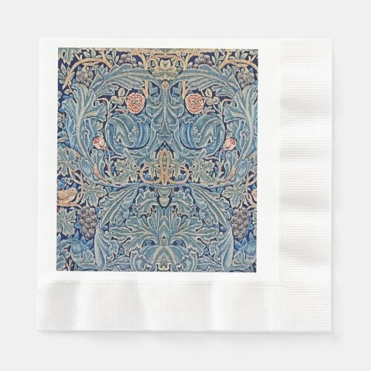 William Morris Schönes Blumenmuster Blau Pink Serviette (Vorderseite)
