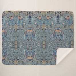 William Morris Schönes Blumenmuster Blau Pink Sherpadecke
